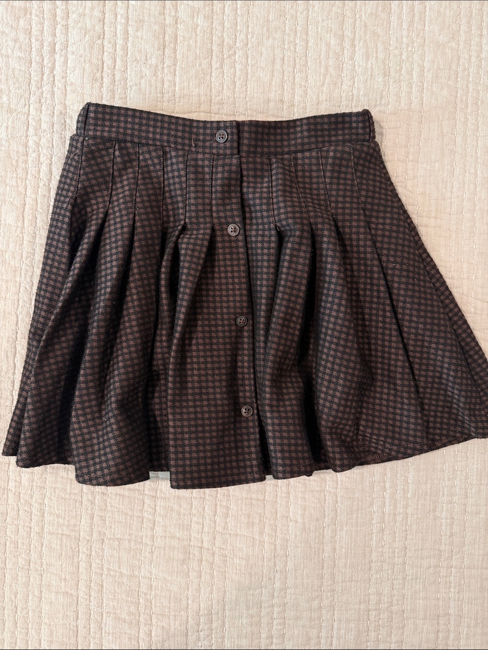 Zara kids Brown Plaid Button Front Skater Skirt